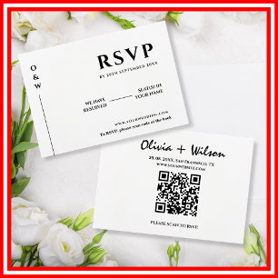 Modernes elegantes Schwarz-Weiß-QR-Code Hochzeit R RSVP Karte