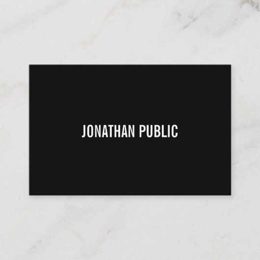 Modernes, elegantes Schwarz-Weiß-Schlichtes Berufl Visitenkarte (Vorderseite)