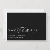 Modernes & elegantes Schwarz-Weiß-Script Save The Date (Vorderseite)