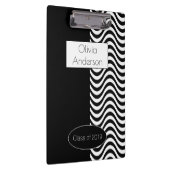 Modernes elegantes Schwarz-Weiß-Streifen-Muster Klemmbrett (Rechts)
