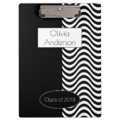 Modernes elegantes Schwarz-Weiß-Streifen-Muster Klemmbrett (Vorderseite)