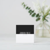 Modernes, elegantes, Schwarz-weißes Berufliches Te Quadratische Visitenkarte (Stehend Vorderseite)