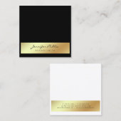 Modernes, elegantes Schwarz-weißes Gold Quadratische Visitenkarte (Vorne/Hinten)