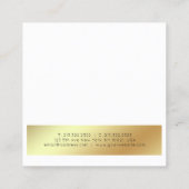 Modernes, elegantes Schwarz-weißes Gold Quadratische Visitenkarte (Rückseite)