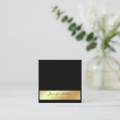 Modernes, elegantes Schwarz-weißes Gold Quadratische Visitenkarte (Stehend Vorderseite)