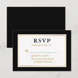 Modernes, elegantes Schwarz-weißes Gold RSVP Karte