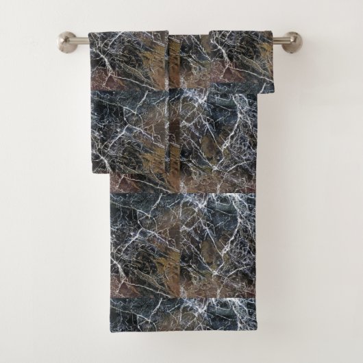 Modernes elegantes Schwarz-weißes Marmorgemauerwer Badhandtuch Set (Insitu)