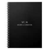 Modernes, elegantes Schwarz-weißes Monogramm Minim Notizblock (Vorderseite)