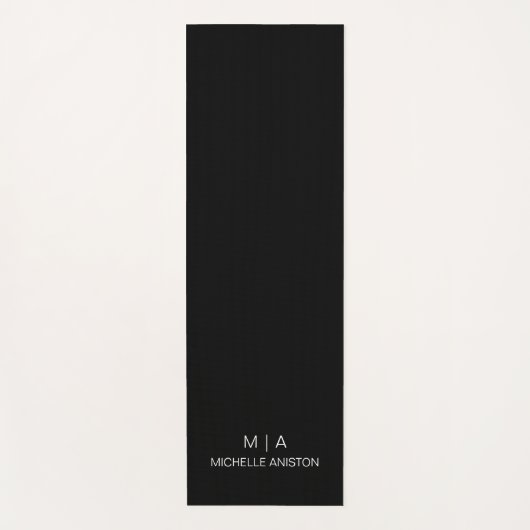 Modernes, elegantes Schwarz-weißes Monogramm Minim Yogamatte (Vorderseite)