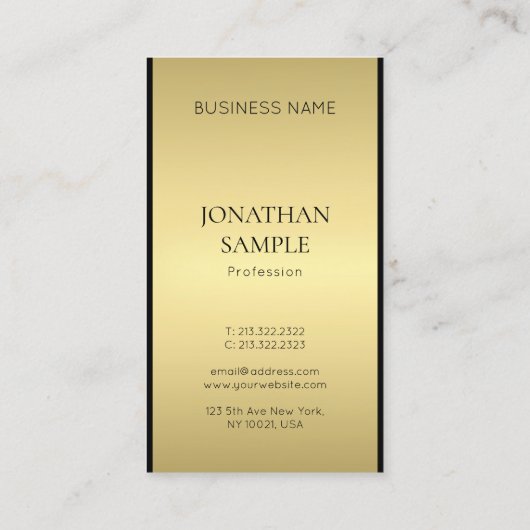 Modernes Elegantes Schwarzes Gold Beruflich Visitenkarte (Rückseite)