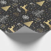 Modernes elegantes Schwarzes Gold Geschenkpapier (Ecke)