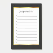 Modernes, elegantes Schwarzes Gold mit Monogramm Post-it Klebezettel (Vorderseite)