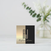 Modernes elegantes Schwarzes Gold Quadratische Visitenkarte (Stehend Vorderseite)