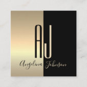 Modernes elegantes Schwarzes Gold Quadratische Visitenkarte (Vorderseite)