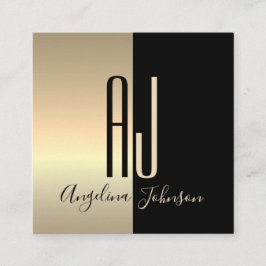 Modernes elegantes Schwarzes Gold Quadratische Visitenkarte