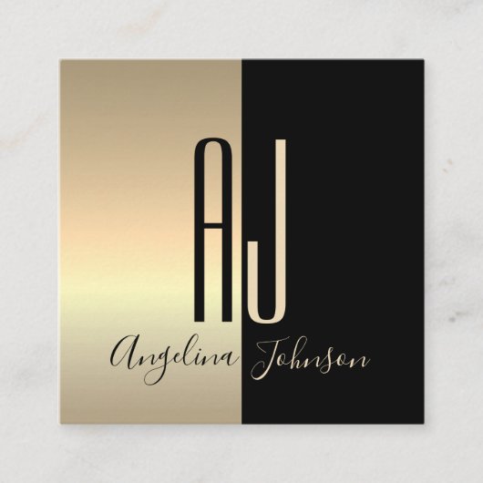 Modernes elegantes Schwarzes Gold Quadratische Visitenkarte (Vorderseite)