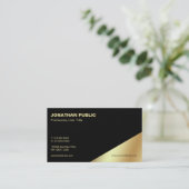 Modernes elegantes schwarzes Goldberufliches Visitenkarte (Stehend Vorderseite)