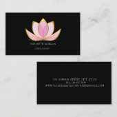 Modernes Elegantes Schwarzes Lotus Visitenkarte (Vorne/Hinten)
