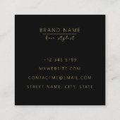 modernes elegantes, schwarzes Marmorviertel Quadratische Visitenkarte (Rückseite)