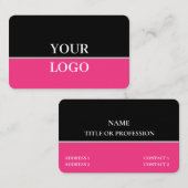 Modernes elegantes Schwarzes Rosa Visitenkarte (Vorne/Hinten)