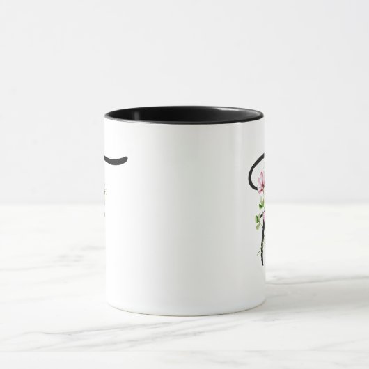 Modernes, elegantes Schwarzes Skript Initial "F" f Tasse (Zentrum)