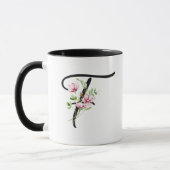 Modernes, elegantes Schwarzes Skript Initial "F" f Tasse (Links)