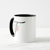 Modernes, elegantes Schwarzes Skript Initial "F" f Tasse (Vorderseite Links)