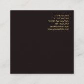 Modernes elegantes Schwarzes Velvet Beruflich Quadratische Visitenkarte (Rückseite)