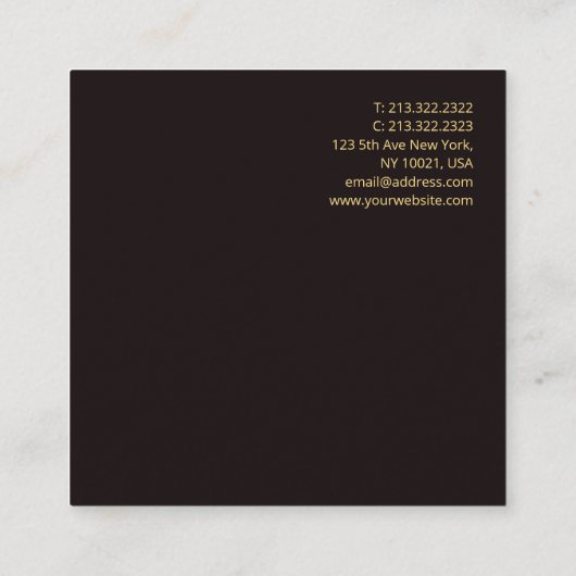 Modernes elegantes Schwarzes Velvet Beruflich Quadratische Visitenkarte (Rückseite)