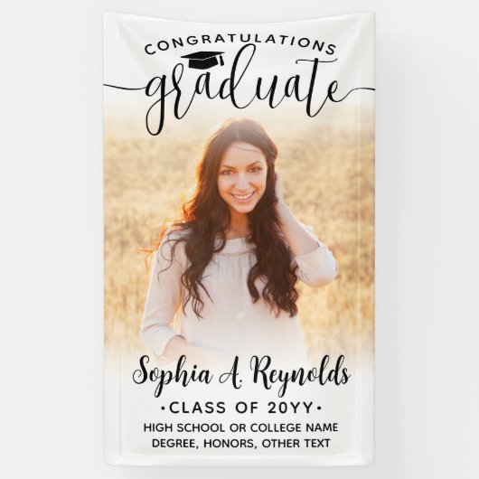 Modernes, elegantes Script 1 Foto Vertikaler Absch Banner (Vertikal)