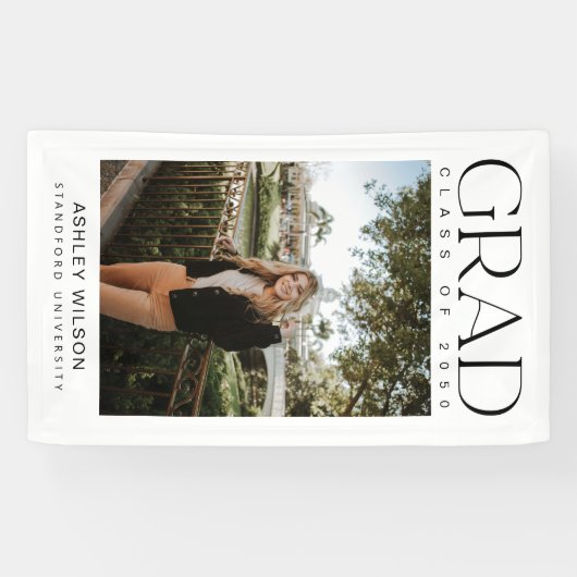 Modernes, elegantes Script 1 Foto Vertikaler Absch Banner (Horizontal)