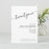 Modernes, elegantes Script 21. Geburtstag Einladung (Stehend Vorderseite)