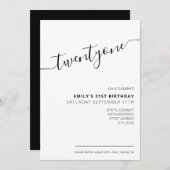 Modernes, elegantes Script 21. Geburtstag Einladung (Vorne/Hinten)