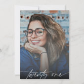 Modernes, elegantes Script 21. Geburtstag Party Fo Einladung (Rückseite)