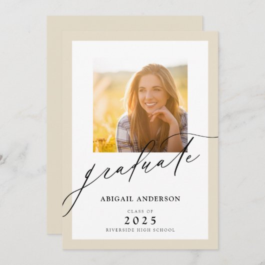 Modernes, elegantes Script 2 Foto Abschluss (Vorne/Hinten)