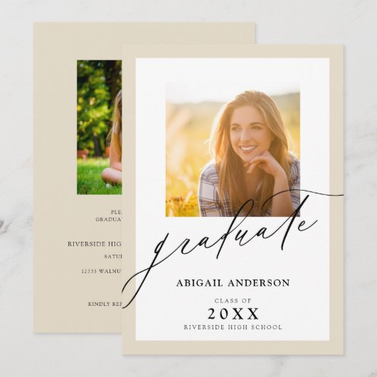 Modernes, elegantes Script 2 Foto Abschluss (Vorne/Hinten)