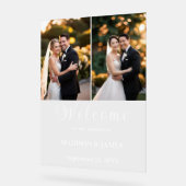 Modernes, elegantes Script 2 Foto Wedding Willkomm Acrylschild (Winkel)