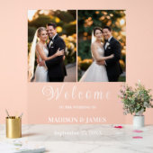 Modernes, elegantes Script 2 Foto Wedding Willkomm Acrylschild (Hochzeit)