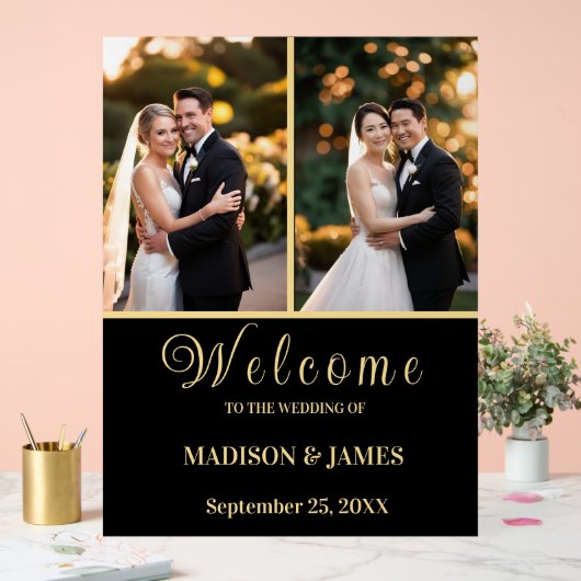 Modernes, elegantes Script 2 Foto Wedding Willkomm Acrylschild (Hochzeit)