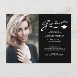 Modernes, elegantes Script 2 Sided Foto Abschluss Postkarte