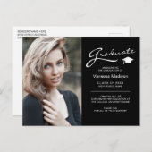 Modernes, elegantes Script 2 Sided Foto Abschluss Postkarte (Vorne/Hinten)