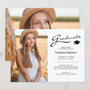 Modernes, elegantes Script 2 Sided Foto Grad Ankündigung