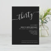 Modernes, elegantes Script 30. Geburtstag Einladung (Stehend Vorderseite)