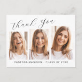 Modernes, elegantes Script 3 Foto Abschluss Vielen Postkarte (Vorderseite)