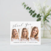 Modernes, elegantes Script 3 Foto Abschluss Vielen Postkarte (Stehend Vorderseite)