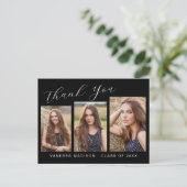 Modernes, elegantes Script 3 Foto Abschluss Vielen Postkarte (Stehend Vorderseite)