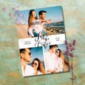 Modernes, elegantes Script 3 Fotos Collage Save The Date