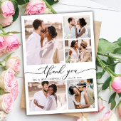 Modernes, elegantes Script 6 Foto Collage Wedding Dankeskarte