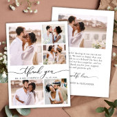 Modernes, elegantes Script 6 Foto Collage Wedding Dankeskarte