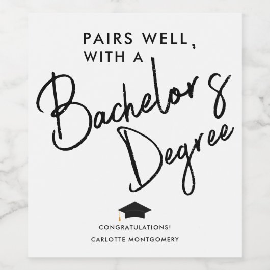 Modernes, elegantes Script-Bachelor-Abitur Weinetikett (Einzelnes Label)